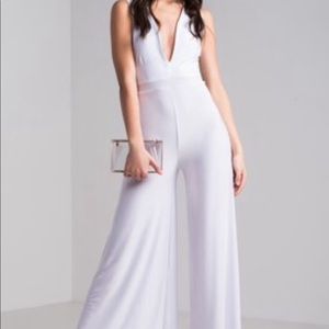 New White Deep V Plunge Jumper